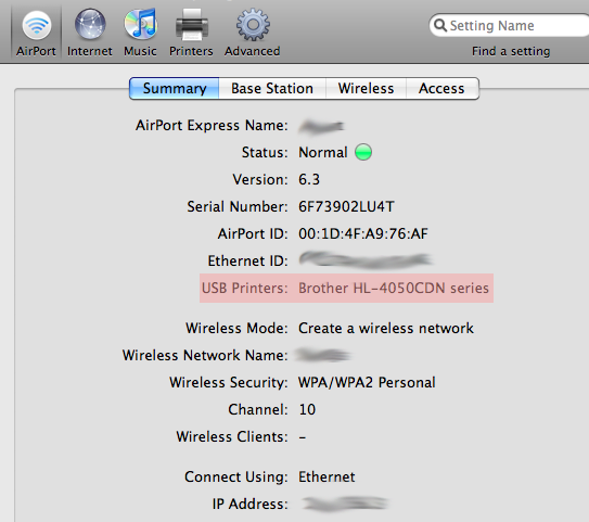 airport express usb printer driver for osx