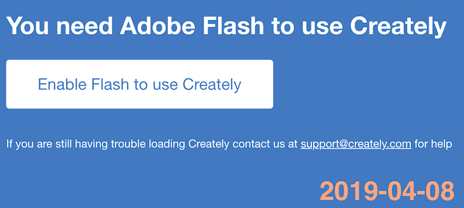 creately.com still requires Adobe Flash in 2019